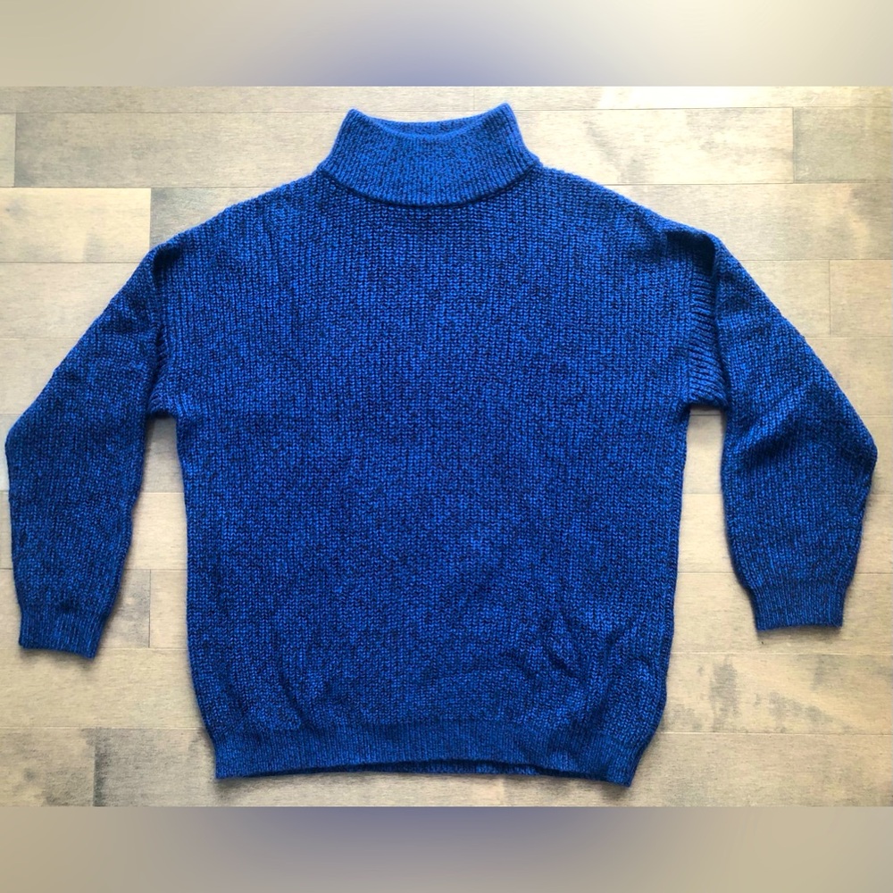 Blue-black mock-neck sweater, size M
